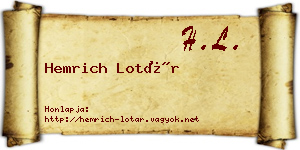 Hemrich Lotár névjegykártya